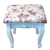 韩式田园化妆凳椅子 布艺小方凳 白色梳妆台凳 实木换鞋凳凳子