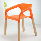 伊姆斯椅休闲家用塑料木头椅子靠背新中式酒店餐椅现代简约创意