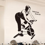 健身房女人动感单车墙壁墙面装饰自粘墙贴纸贴画可移除可定制创意