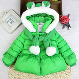 童装2014女童冬装新款韩版可爱兔子加厚外套儿童宝宝羽绒棉袄棉衣
