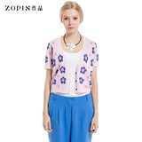Zopin/作品女装2015夏装新款针织开衫短袖空调衫修身薄外搭女上衣