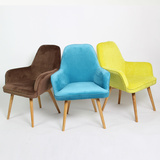 简约现代实木靠背咖啡厅小沙发布艺小椅子换鞋软凳日式休闲椅