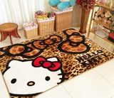 豹纹KT猫地毯可爱绒面床边地垫客厅茶几防滑垫环保卡通沙发地毯