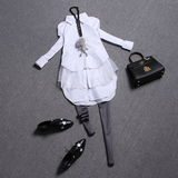 爱来卡欧洲站2016春装新款欧货长袖套头中长款衬衫女白色纯棉衬衣