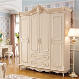 欧式新款雕花衣橱法式板式卧室木质组装三门四门五门实木大衣柜子