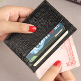 新款小款薄款卡包男女通用头层牛皮6卡位双面名片包卡夹可放零钱