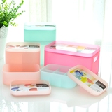 安安家 有盖化妆品收纳盒 桌面整理盒浴室塑料储物盒分类杂物盒