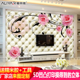 客厅电视背景墙纸壁纸欧式现代4D5D3D立体大型壁画无缝软包玫瑰花