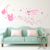 可移除圣诞节墙贴纸贴画粉色雪花蒲公英浪漫温馨卧室客厅墙壁装饰