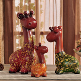欧式家居装饰树脂工艺品一家亲三只小鹿招财摆件创意礼品客厅摆设
