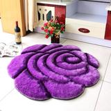 宜家3D玫瑰花地毯 可爱紫色婚房卧室地垫床边毯家用玄关地垫门垫