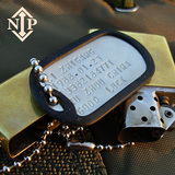 NIP男士美国原版军迷不锈钢军牌金属项链身份牌狗牌 免费刻字定制