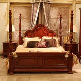 美式奢华成人大床 欧式实木床 1.8米双人床 新款柱子床 古典卧室5