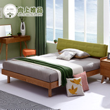 尚上唯品家具日式1.5米全实木白蜡木双人床环保卧室家具北欧现代