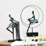 家居装饰摆件铁艺仿铜芭蕾舞者模型雕塑欧式客厅玄关艺术品装饰品