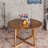 北欧餐厅圆形饭桌实木餐桌复古餐桌椅组合4-6人咖啡厅餐厅圆桌子