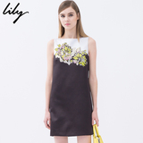 Lily2016夏新款女装商务休闲OL无袖H型修身连衣裙115210I7316