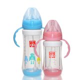 好孩子儿童宽口径双层防爆玻璃奶瓶新生儿婴儿宝宝带吸管手柄奶瓶