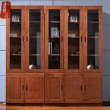 纯实木家具 实木书柜自由组合书架置物柜玻璃门 实木书柜书橱带门
