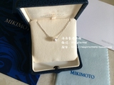 Mikimoto御木本18k白金 中空活动 白珍珠 可调长短锁骨项链