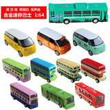 迷你公交车北京伦敦双层巴士玩具车模型仿真1:64回力合金汽车模型