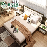 林氏木业北欧一米五板式大床1.8M双人床+床头柜床垫卧室家具BA1A