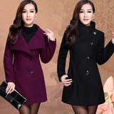秋冬装品牌新款女式韩版修身气质羊绒大衣中长款羊毛呢子外套加厚