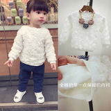 2016春款儿童女童女宝宝打底衫纯棉套头卫衣白色外套2韩版1-4岁3