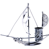 小笔筒 一帆风顺笔筒铁艺帆船创意小摆设品时尚办公室桌面摆件