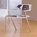 时尚简约不锈钢布艺餐椅 现代中式餐厅椅子 个性带扶手单人椅定做