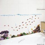 韩国进口墙贴纸 卫生间防水贴纸 瓷砖贴 卡通玻璃贴 海洋热带鱼