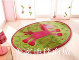 椭圆形可爱儿童卧室地毯地垫绿色小马椭圆地毯1*1.2米特价