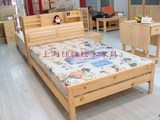 现代中式全实木床1.2米1.51.8米松木床简约双人床高箱储物书架床