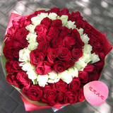 圣诞情人节　99朵红玫瑰求婚　爱心白玫瑰 上海鲜花速递 生日花束