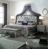 欧式法式新古典真丝软包婚房1.8床卧室床布艺床实木床拉扣双人床