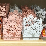 日本大创 创意花朵镂空精致铁桌面收纳盒桌上置物装饰文具盒笔筒