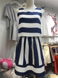 韩国ulzzang夏季新款DV无袖横条纹显瘦蓬蓬半身裙中裙两件套装