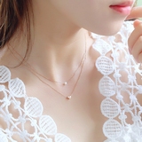 日韩国s925纯银珍珠星星爱心双层项链女甜美百搭简约锁骨链饰品