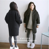 韩国冬装女中大童装羊羔毛休闲大衣中长款棉衣外套儿童加绒韩版潮