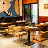 复古咖啡厅餐厅桌椅组合甜品店北欧餐饮桌子实木方桌工厂直销特价