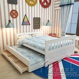 白色松木床实木儿童床1.2米1.8米单双人床抽屉床子母床拖床推拉床
