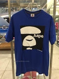 香港正品代购AAPE男士猿人头3M反光印花纯棉直筒运动短袖T恤 男