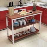 厨房切菜桌操作台双层三层钢木桌子餐桌简易长桌多功能储物置物架