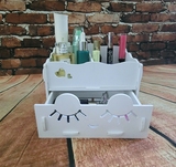 韩国可爱白抽屉式化妆品收纳盒大号创意桌面收纳盒木制家居收纳箱