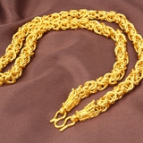 镀24K黄金项链欧币饰品男士霸气土豪龙头项链60厘米沙金首饰XL100