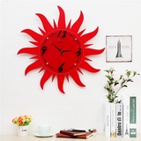 红太阳创意钟表客厅装饰卧室简约挂表儿童房静音时钟个性挂钟现代