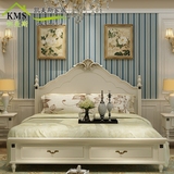 凯美斯 美式乡村地中海床1.5简约北欧高箱实木床 1.8米双人白色床