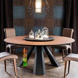 实木大圆桌客厅餐桌椅组合美式乡村餐台 现代简约圆形餐桌吃饭桌