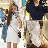 韩国代购套装针织连衣裙短裙修身显瘦高腰紧身性感包臀两件套装裙