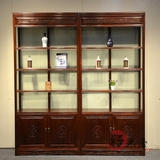 新古典中式实木书柜书架组合办公书房雕花书橱带玻璃门落地储物柜